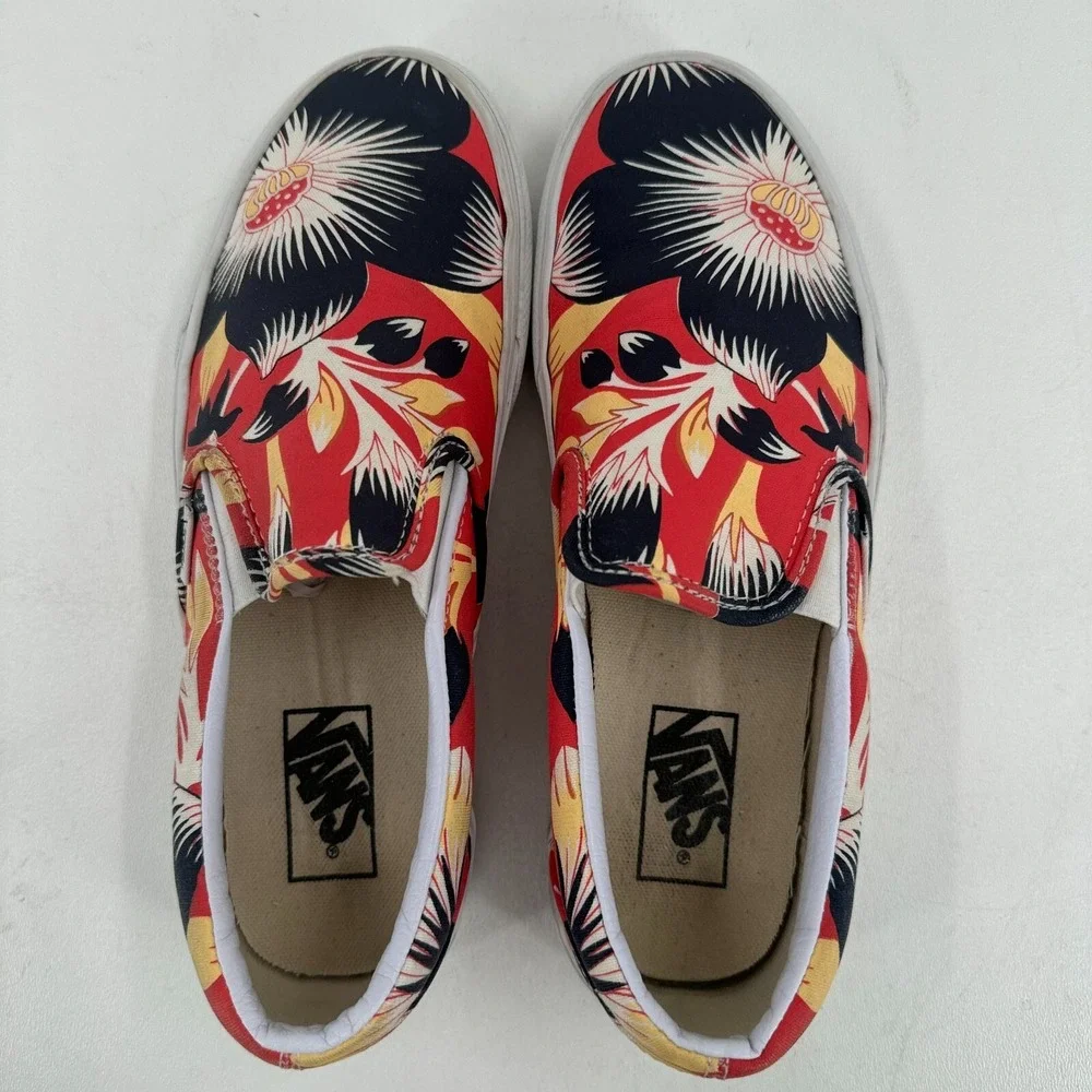 Vans Off the Wall Skate Shoes WOMENS Multicolor Tropical Print Slip On SIZE 8.5